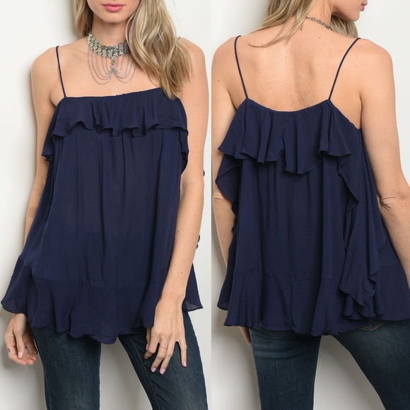 New mustard floral stretch ruffle top...  S/M main image 0